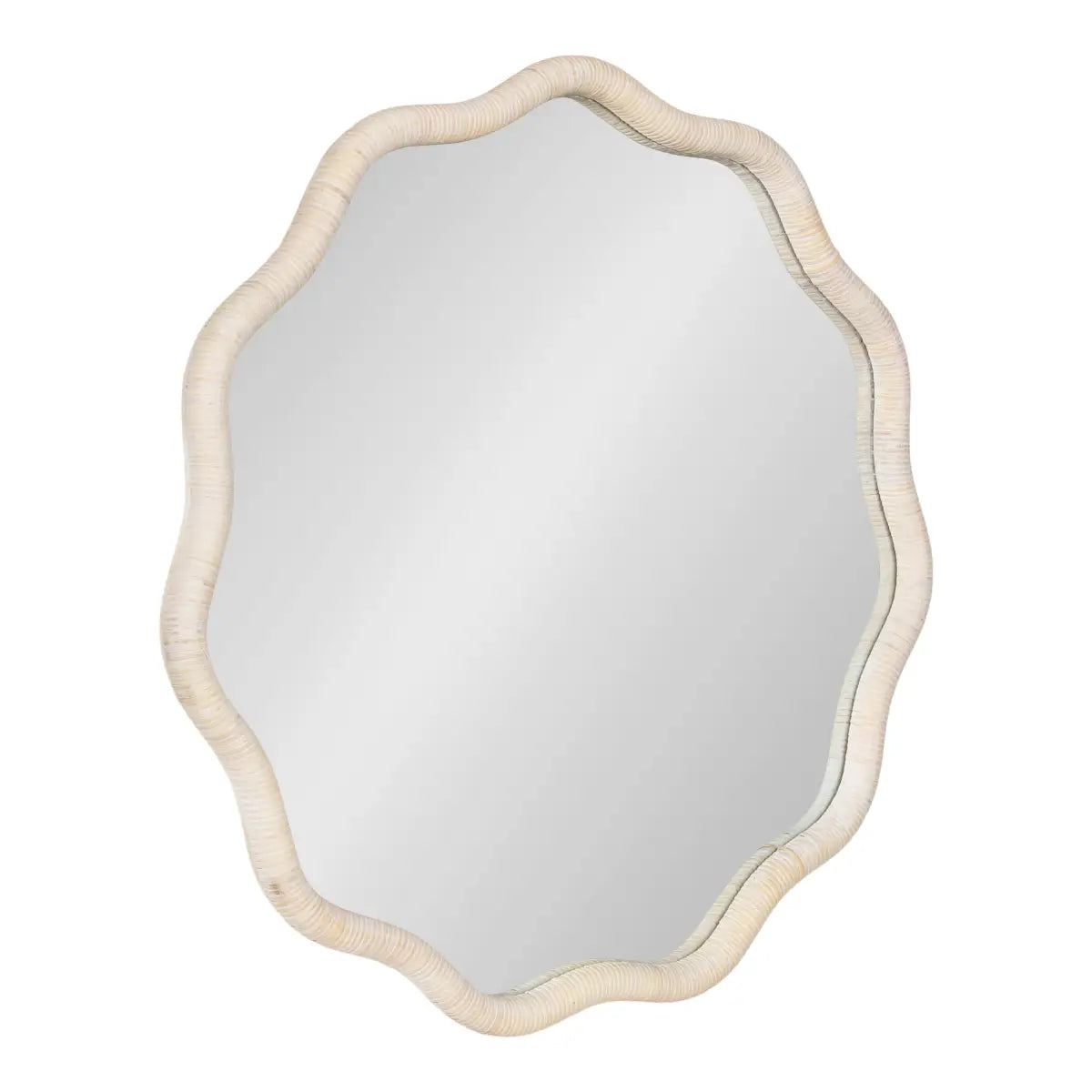 Rahfy Scallop Edge Rattan Wall Mirror - White / 32x32 - kateandlaurel