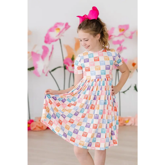 Rainbow Ribbons S/S Pocket Twirl Dress - Mila & Rose ®