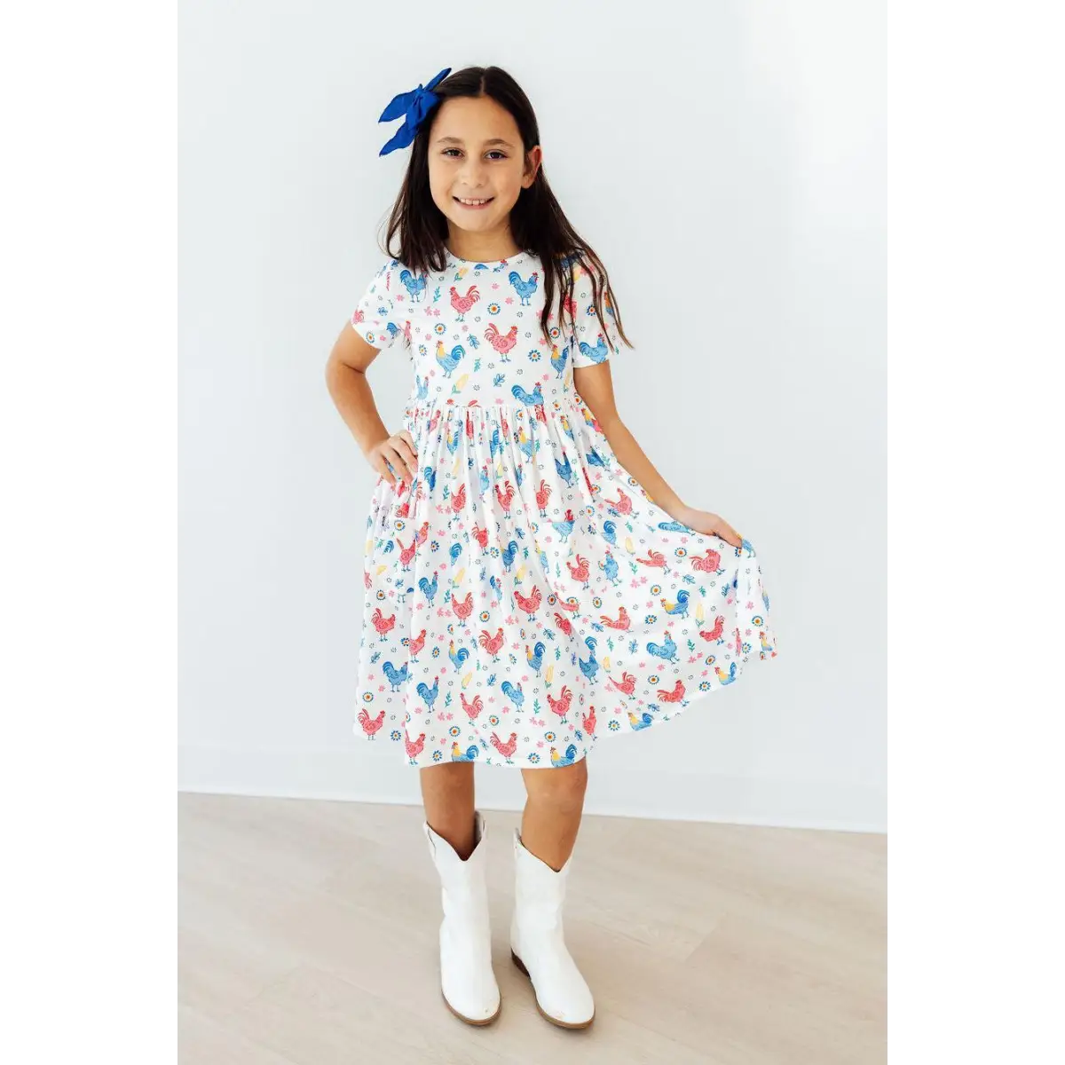 Rainbow Roosters S/S Pocket Twirl Dress - Mila & Rose ®