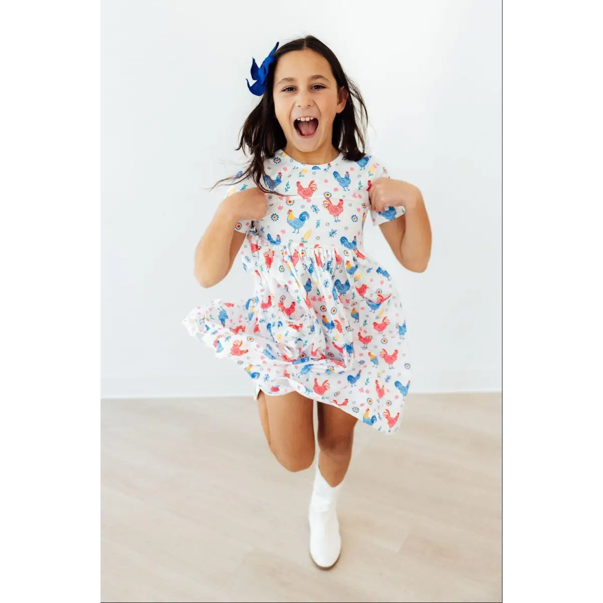 Rainbow Roosters S/S Pocket Twirl Dress - Mila & Rose ®
