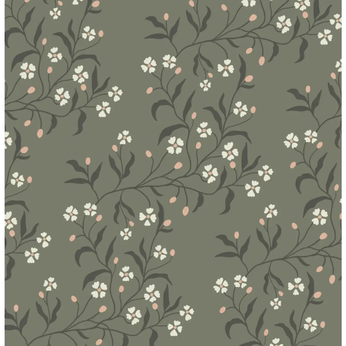 Rainey Wallpaper - Waves of Flowers - by Danelys Sidron - Sample 1 foot by 1 foot / Green - Loomwell Home Goods