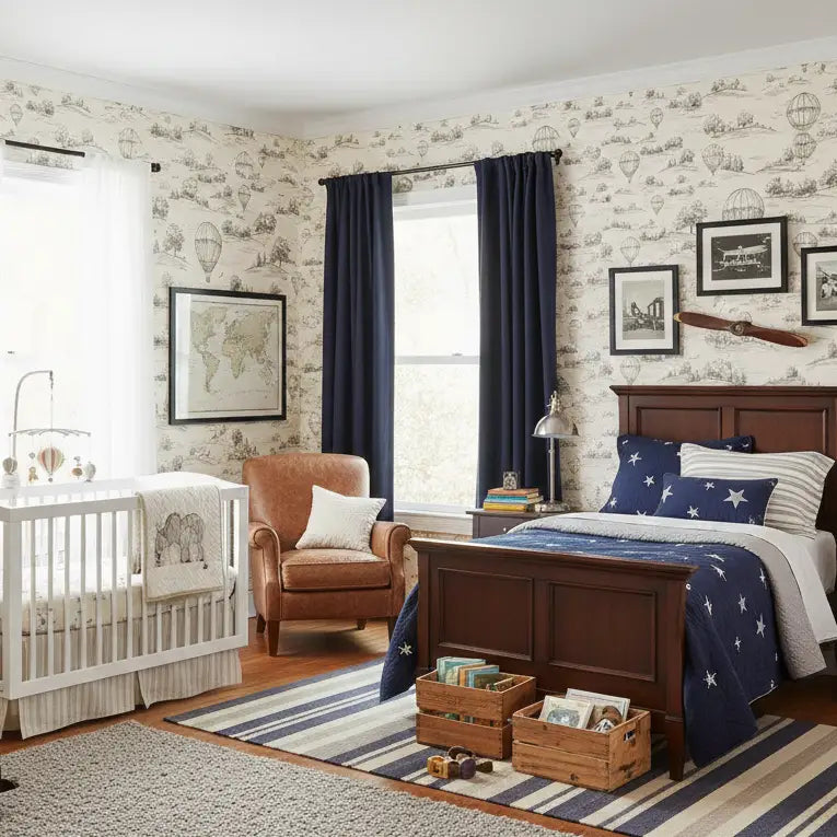 Ralph Wallpaper - Hot Air Balloons Toile - Loomwell Home Goods