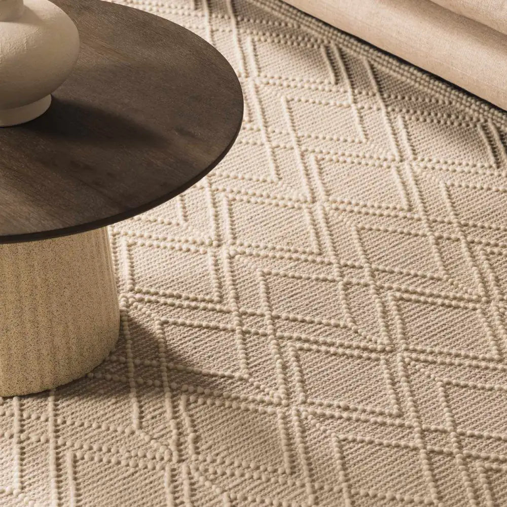 Ramsbury Beige Trellis Wool Rug - Boutique Rugs
