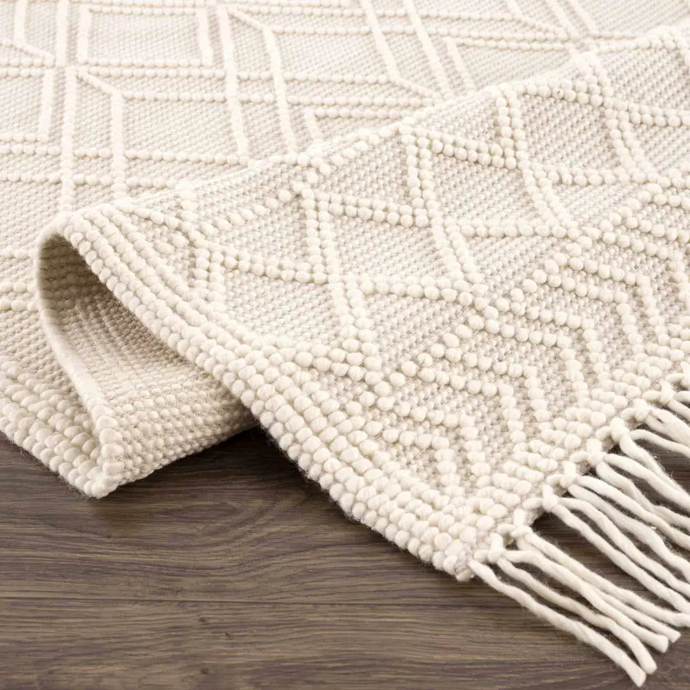 Ramsbury Beige Trellis Wool Rug - Boutique Rugs