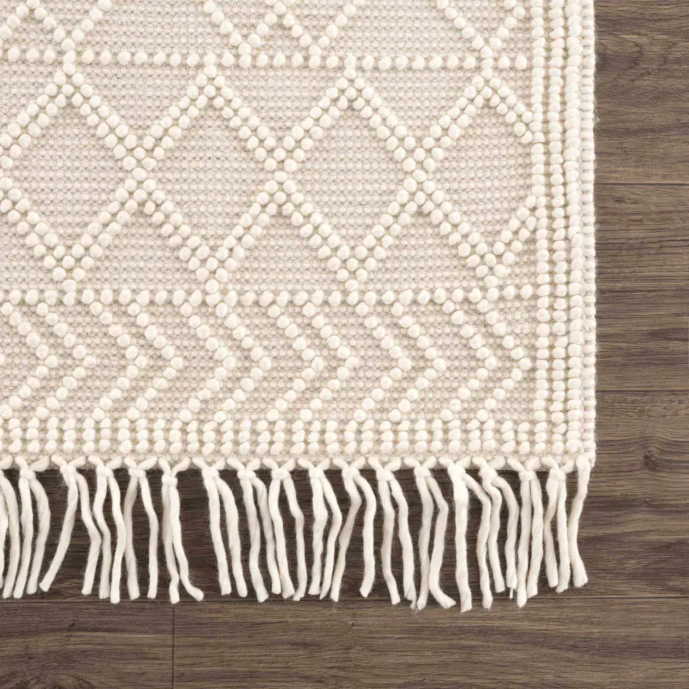 Ramsbury Beige Trellis Wool Rug - Boutique Rugs