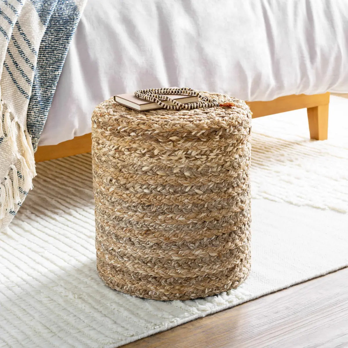 Ranskill Cotton Knitted Pouf - 16’’ x 16’’ x 18’’ Cylinder - Boutique Rugs