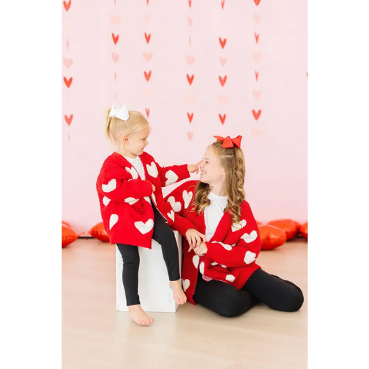 Red/Coconut Heart Cozy Cardigan - Mila & Rose ®