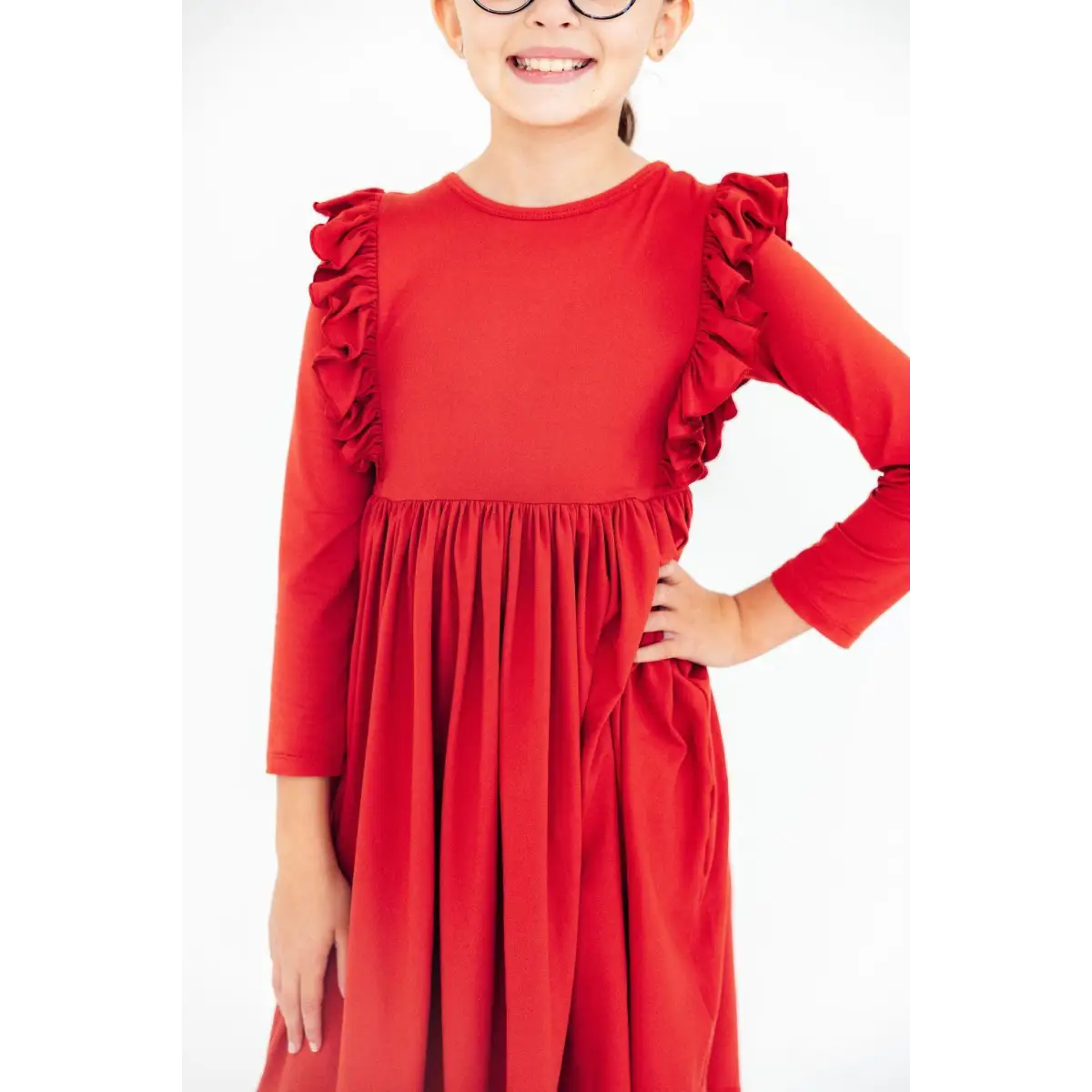 Ruffle Twirl Dress - Red - Mila & Rose ®