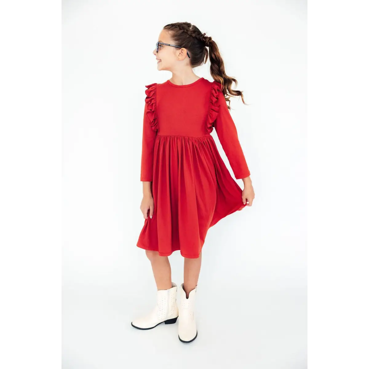 Ruffle Twirl Dress - Red - Mila & Rose ®