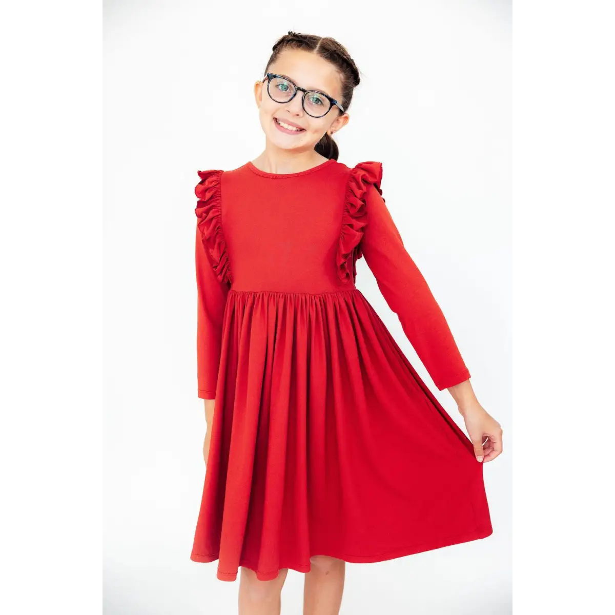 Ruffle Twirl Dress - Red - 6-12M - Mila & Rose ®