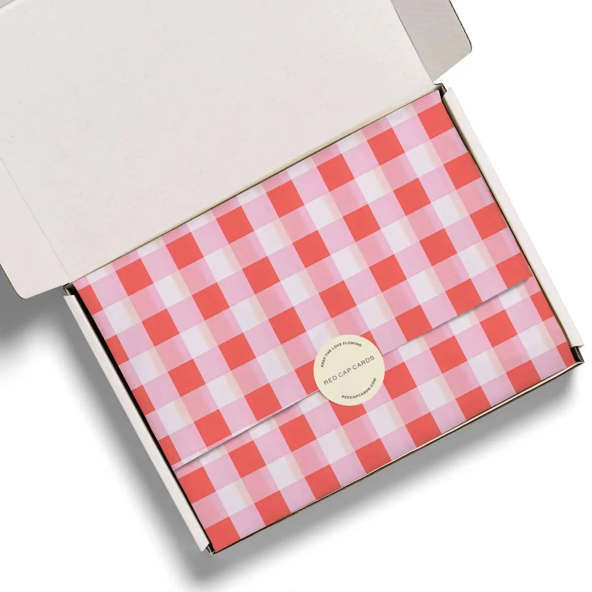 Tissue Paper - Red and Pink Gingham - Red Cap Cards