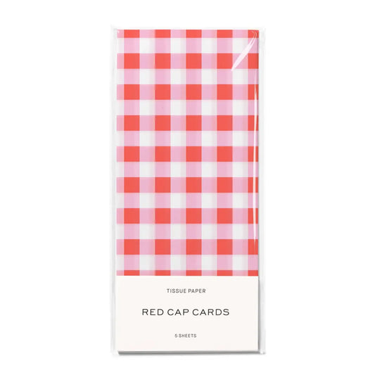Tissue Paper - Red and Pink Gingham - Red Cap Cards