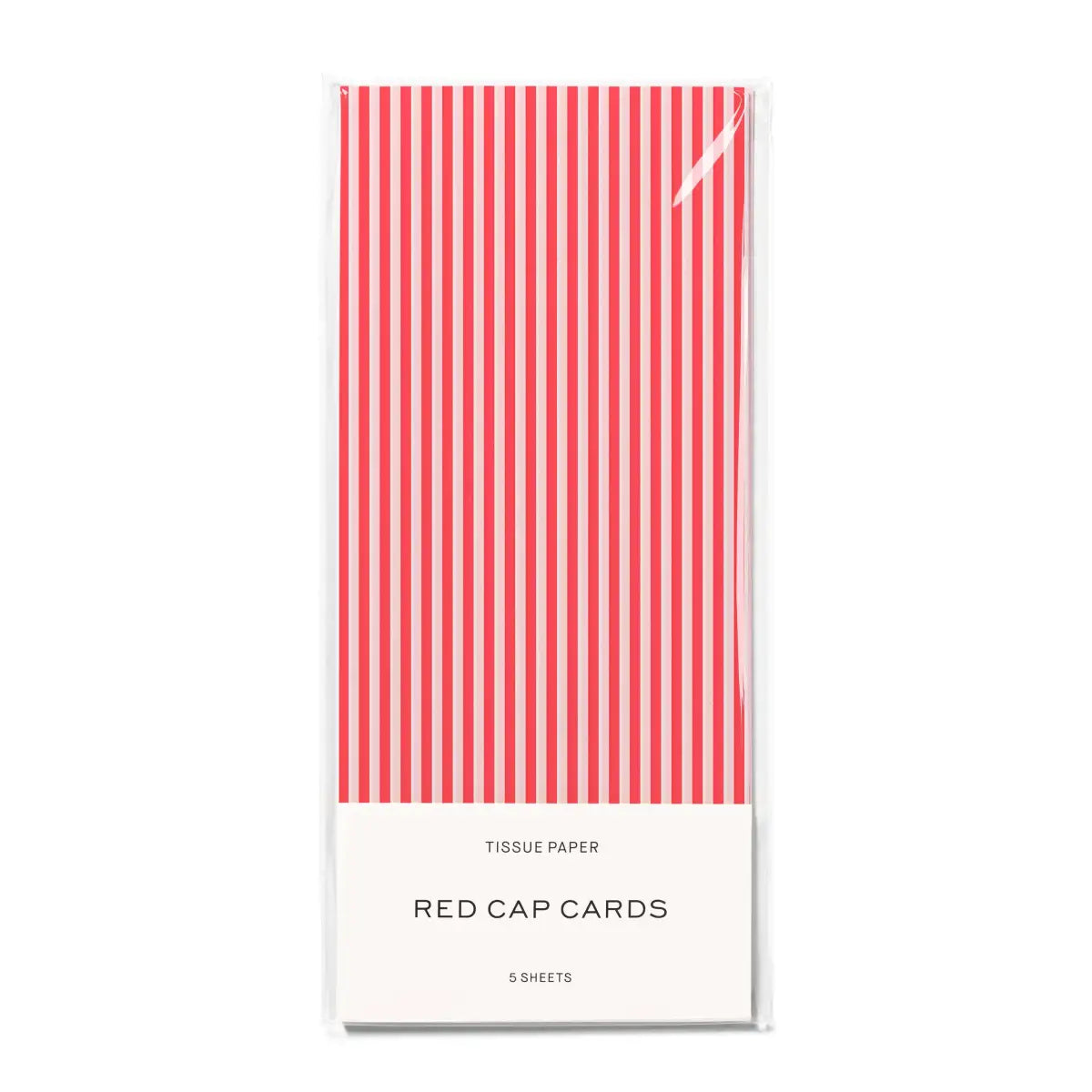 Tissue Paper - Red Pinstripes - Red Cap Cards