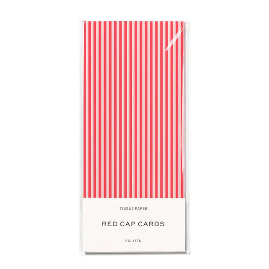 Tissue Paper - Red Pinstripes - Red Cap Cards