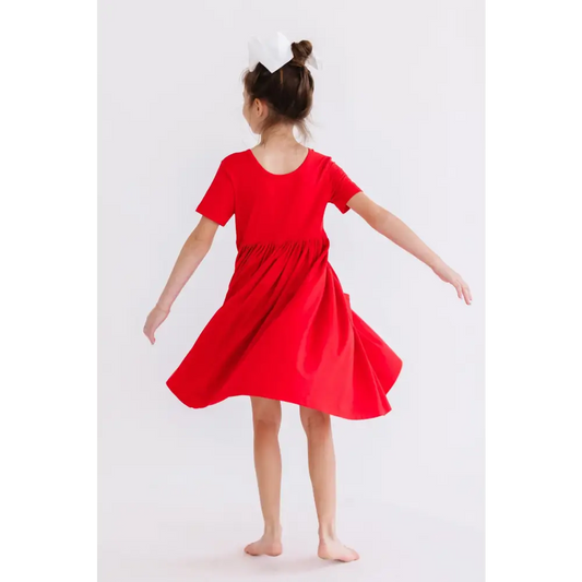 Red S/S Pocket Twirl Dress - Mila & Rose ®