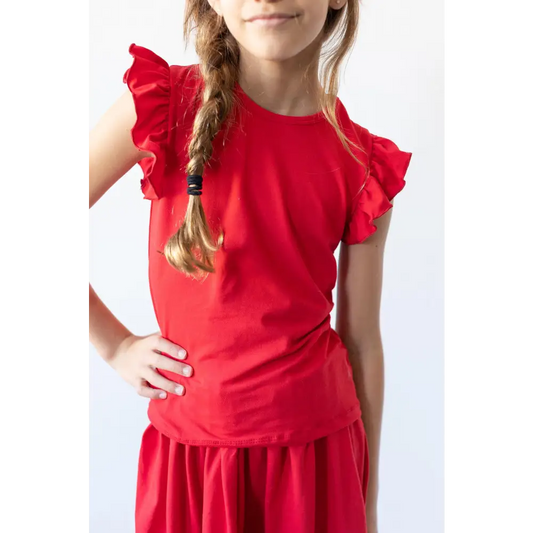 Red S/S Ruffle Tee - Mila & Rose ®