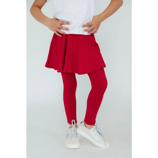 Red Twirl Skegging - Leggings with Skirt - Mila & Rose ®