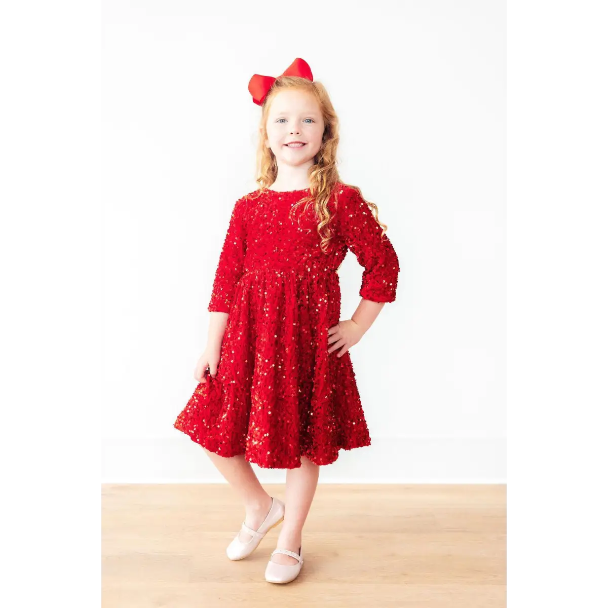 Red Velvet Sequin Dress - Mila & Rose ®