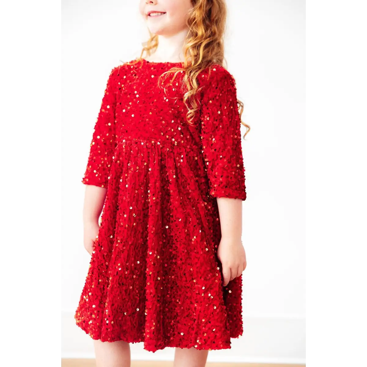 Red Velvet Sequin Dress - Mila & Rose ®