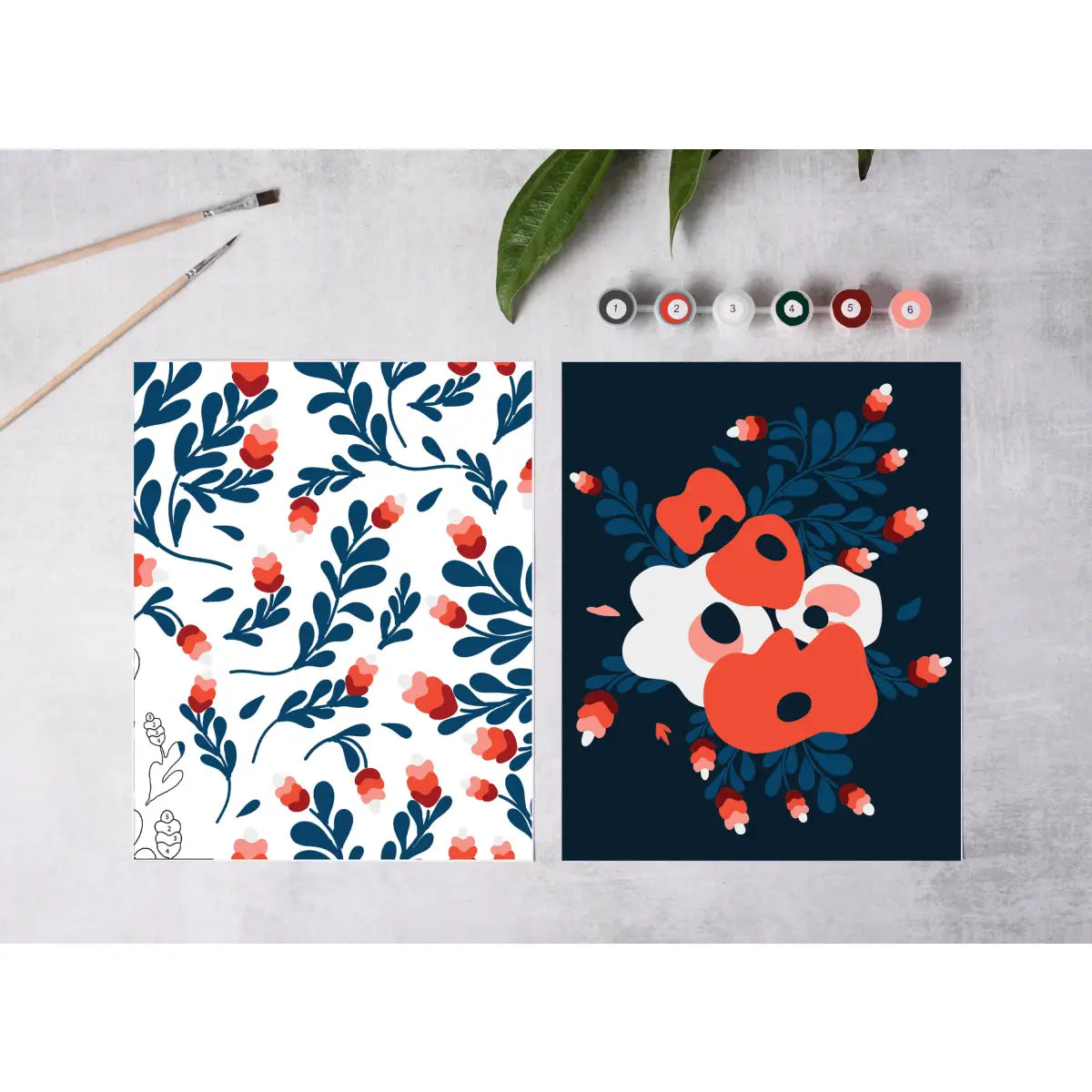 Paint-By-Number Kit - Red White & Bloom - Cate Paper Co.