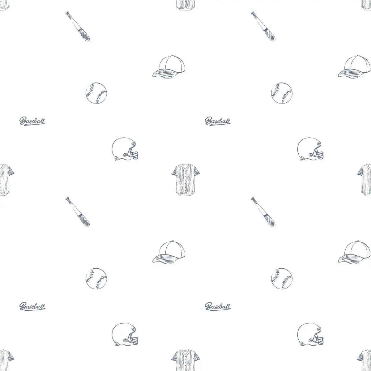 Redmond Wallpaper - Baseball Line Drawings - Sample 1 foot by 1 foot - Loomwell Home Goods