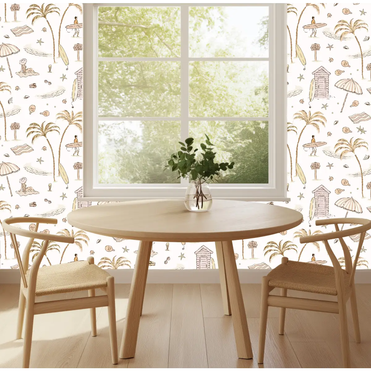 Reef Wallpaper - Beach Island Vacation - Line Drawings by Eva Catherina - Loomwell Home Goods