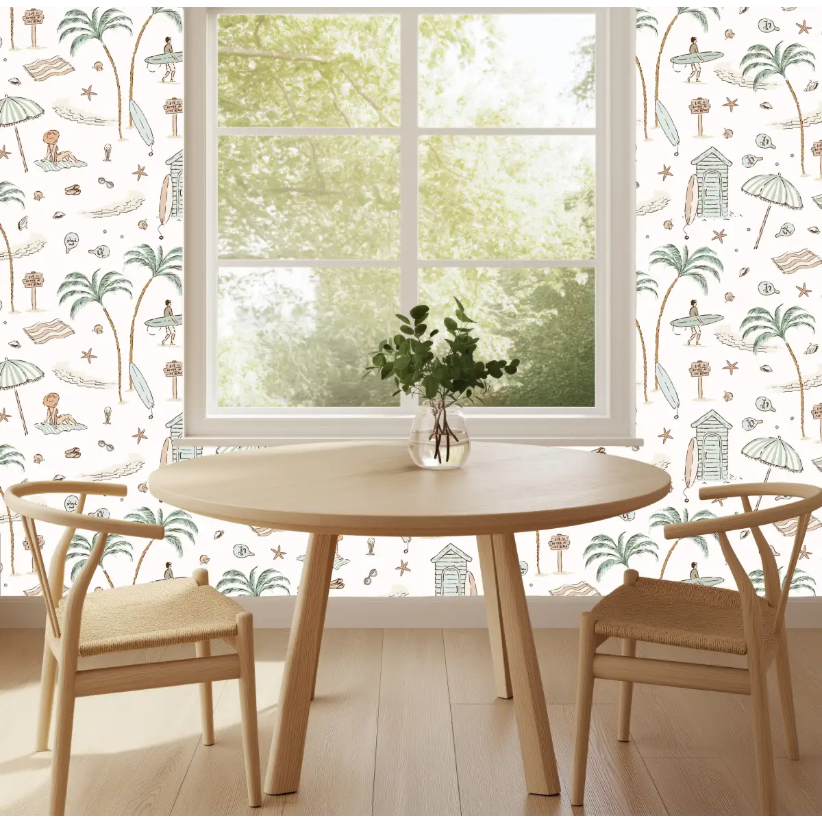 Reef Wallpaper - Beach Island Vacation - Line Drawings by Eva Catherina - Loomwell Home Goods