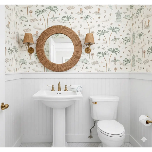 Reef Wallpaper - Beach Island Vacation - Line Drawings by Eva Catherina - Loomwell Home Goods