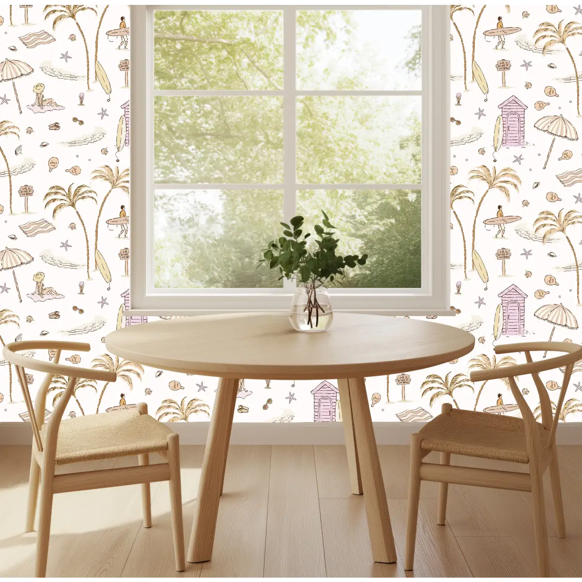 Reef Wallpaper - Beach Island Vacation - Line Drawings by Eva Catherina - Loomwell Home Goods