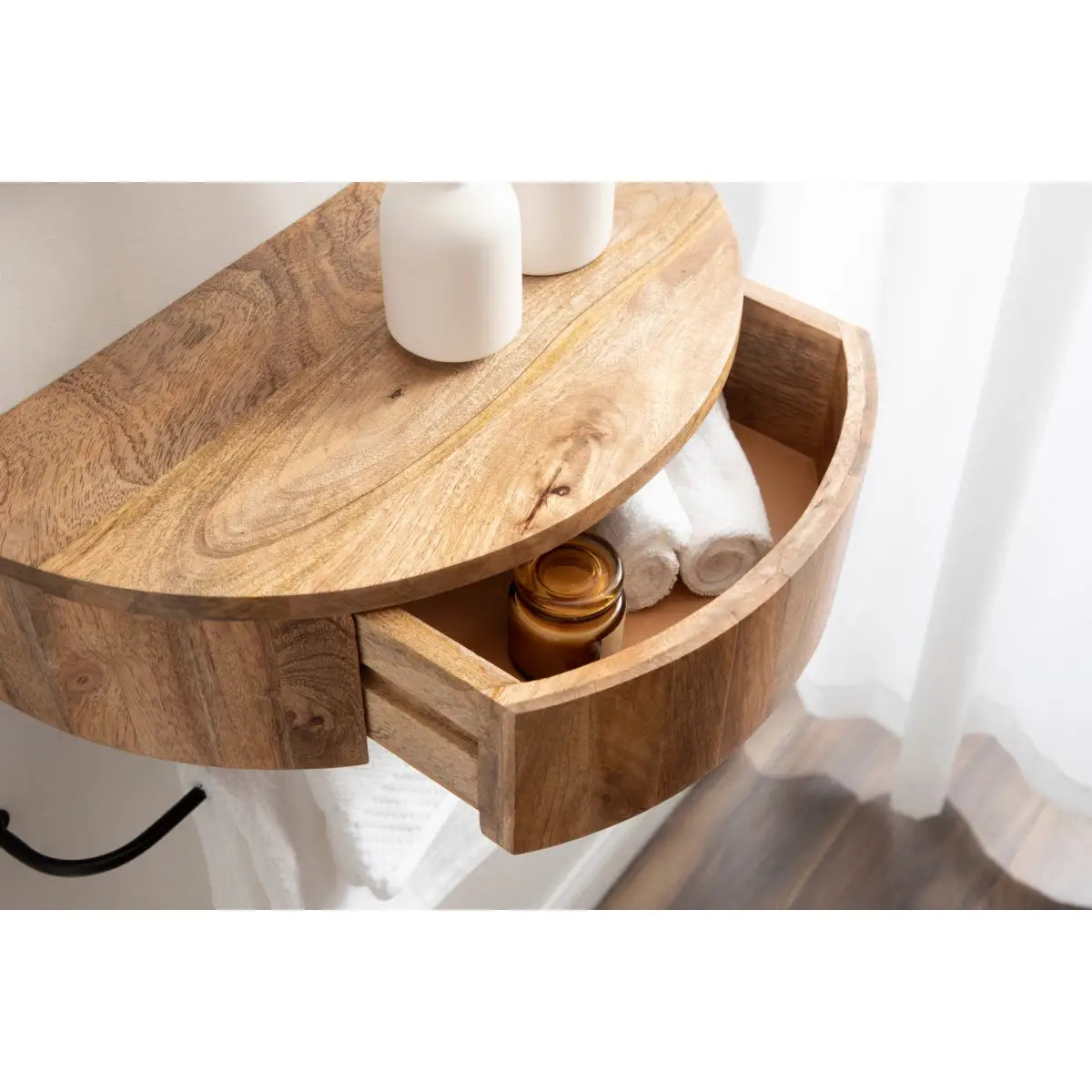 Reid Floating Wood Side Table with Drawer - kateandlaurel