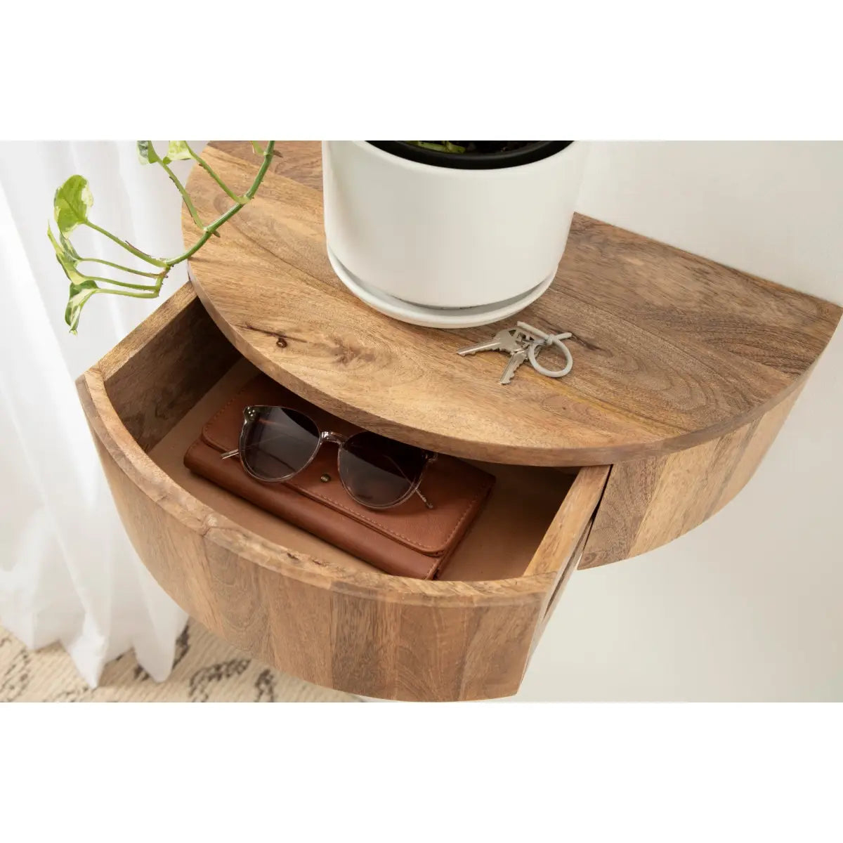 Reid Floating Wood Side Table with Drawer - kateandlaurel