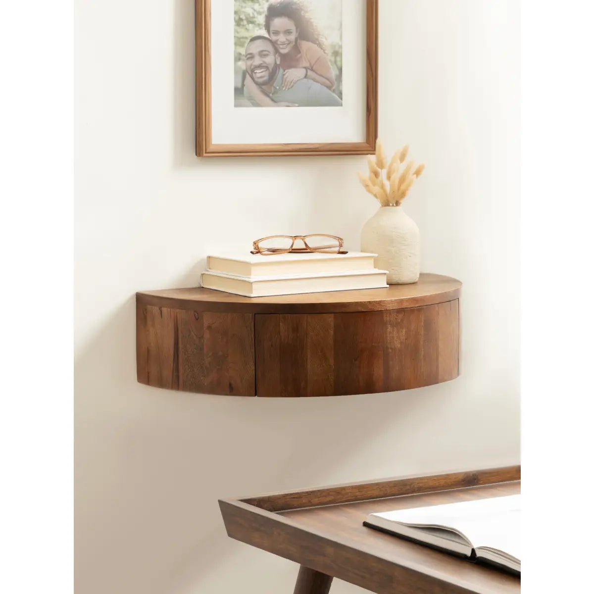 Reid Floating Wood Side Table with Drawer - kateandlaurel