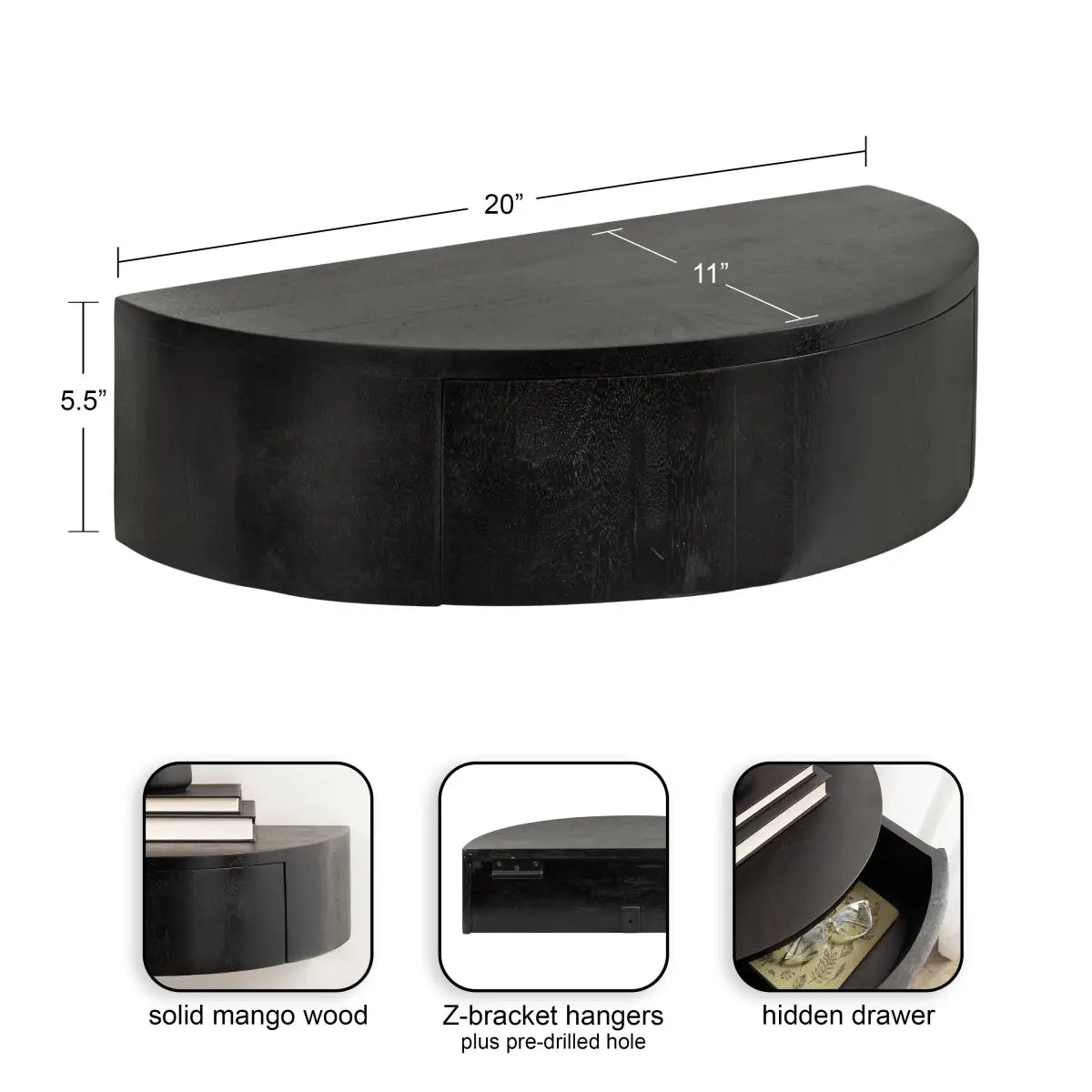 Reid Floating Wood Side Table with Drawer - kateandlaurel