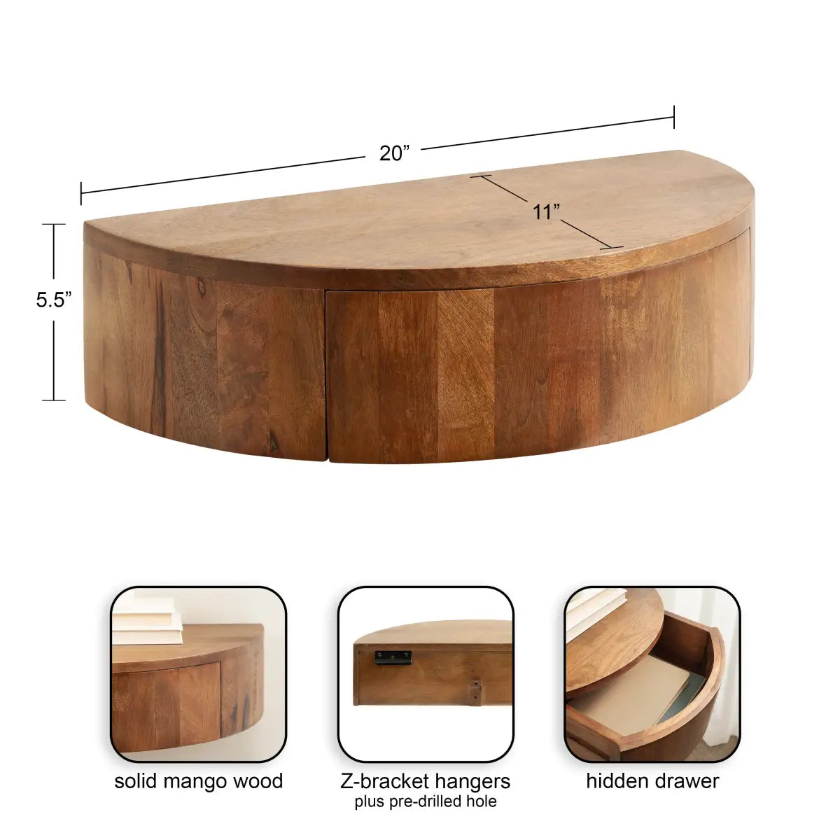 Reid Floating Wood Side Table with Drawer - kateandlaurel