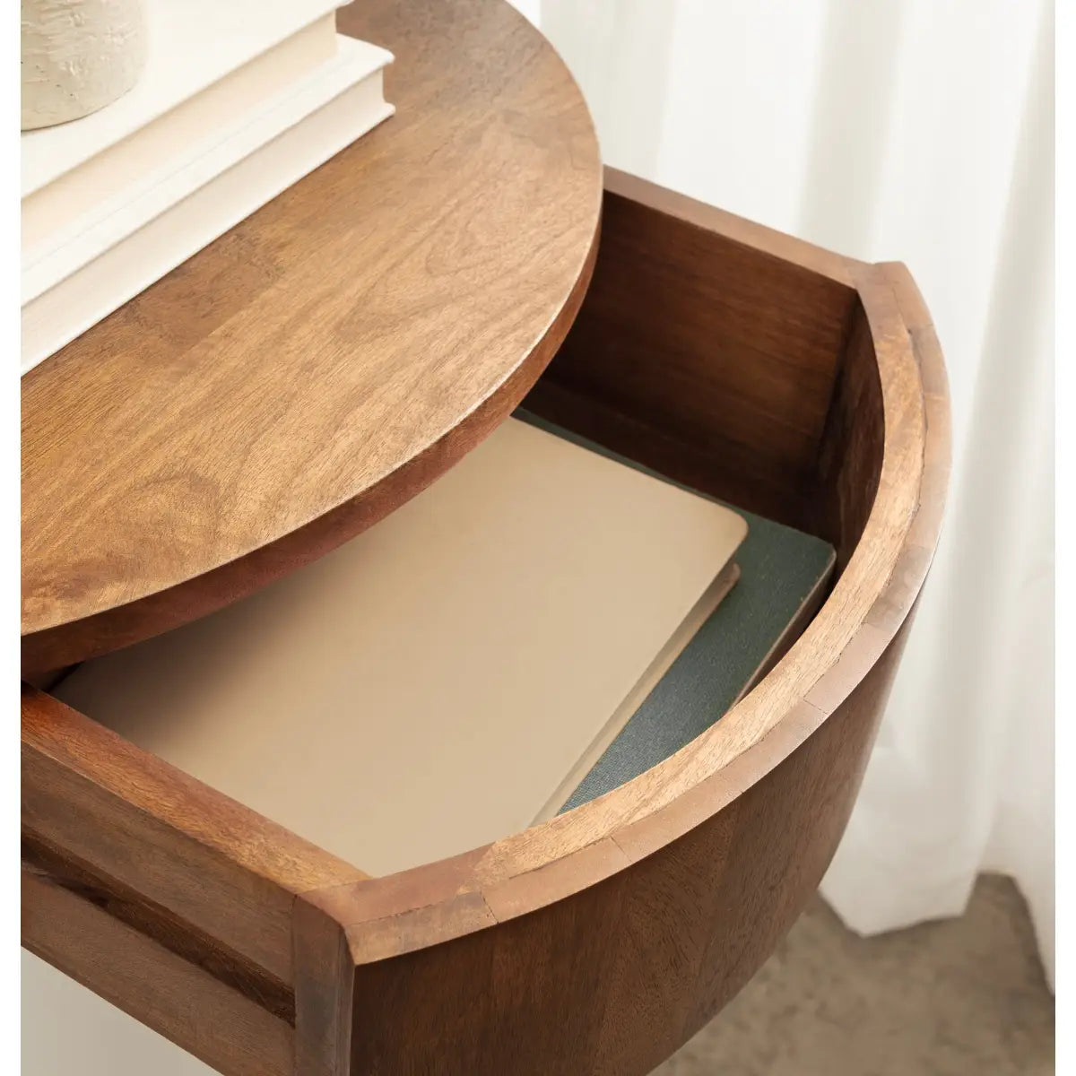 Reid Floating Wood Side Table with Drawer - kateandlaurel