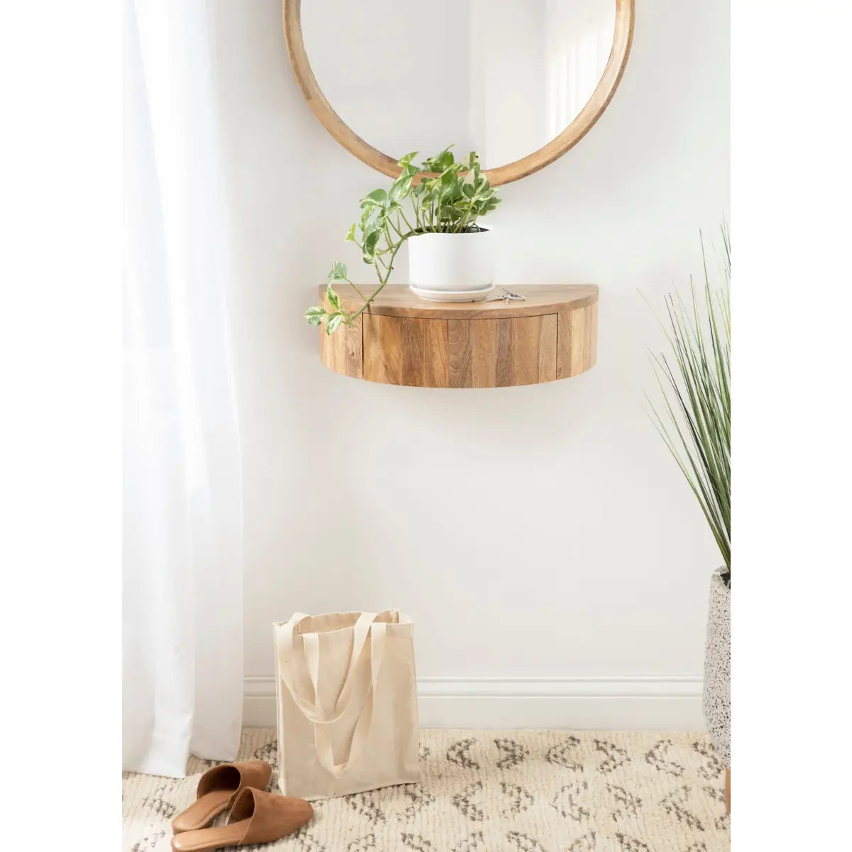 Reid Floating Wood Side Table with Drawer - kateandlaurel