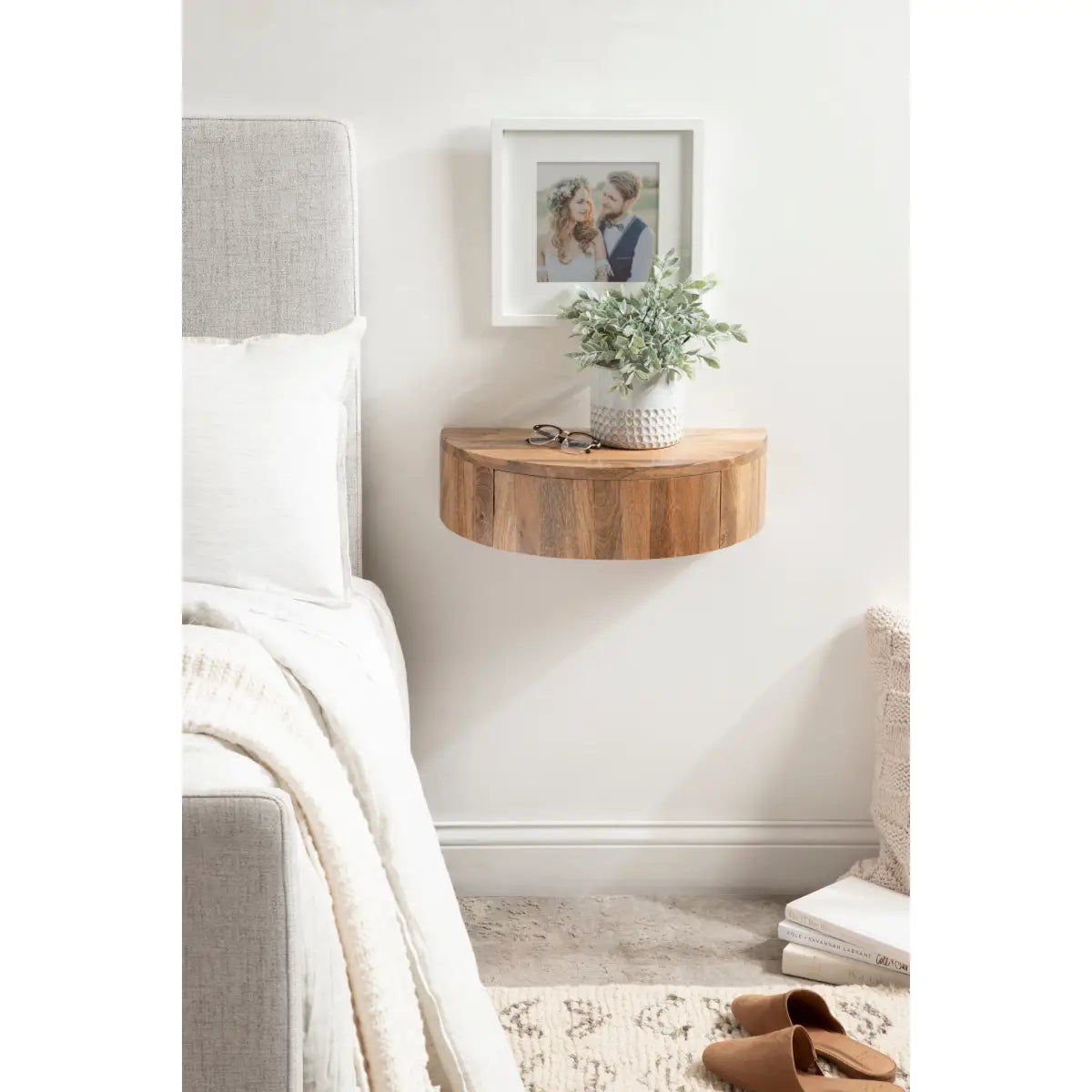 Reid Floating Wood Side Table with Drawer - kateandlaurel