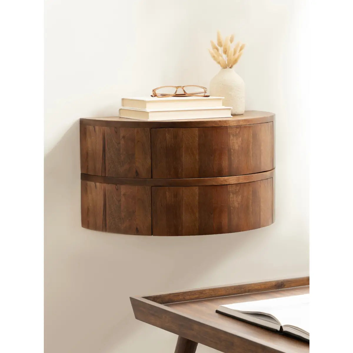 Reid Floating Wood Side Table with Drawer - kateandlaurel