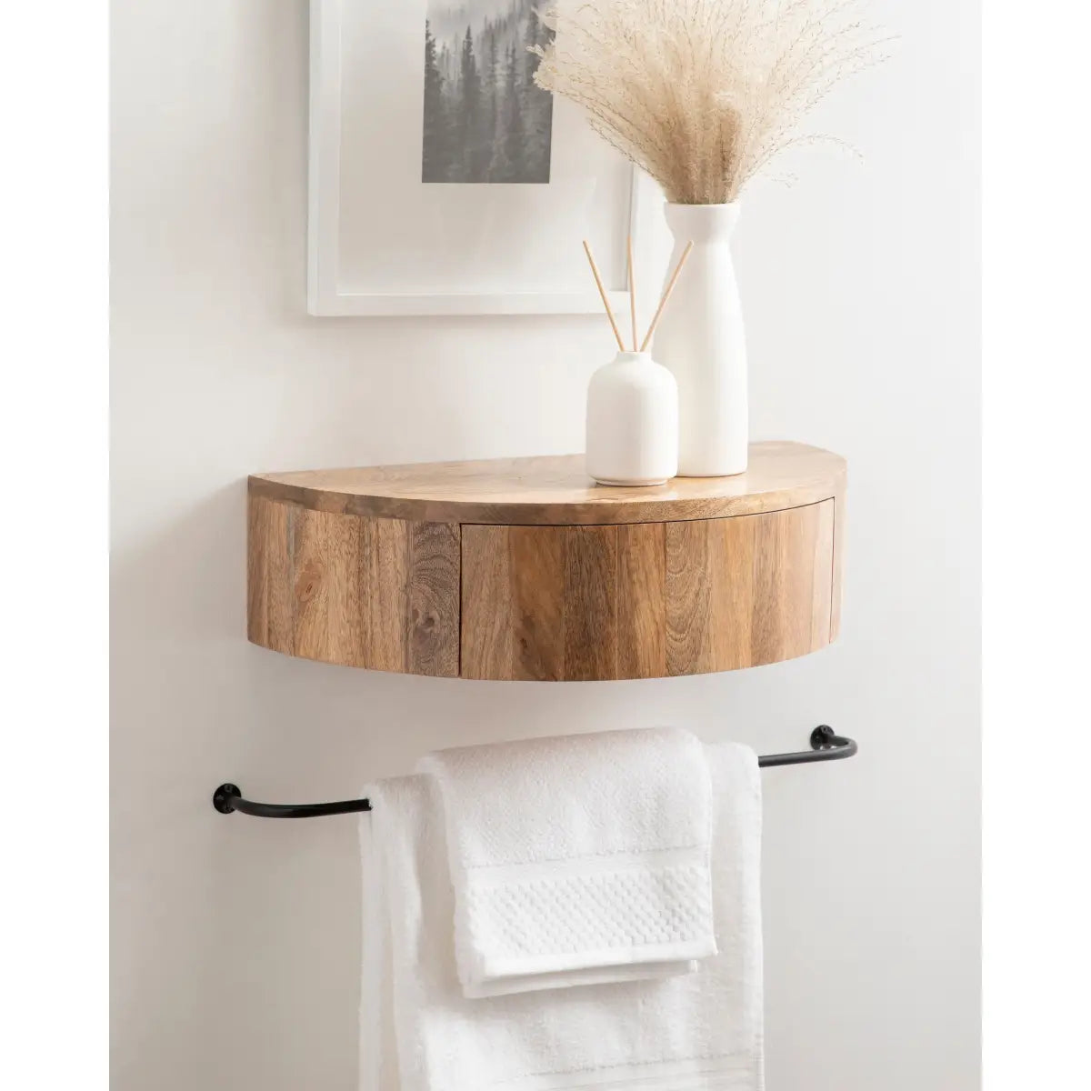 Reid Floating Wood Side Table with Drawer - kateandlaurel