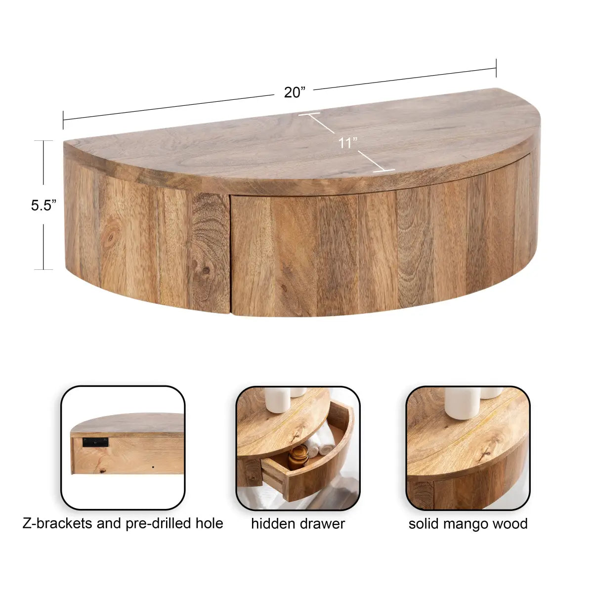 Reid Floating Wood Side Table with Drawer - kateandlaurel