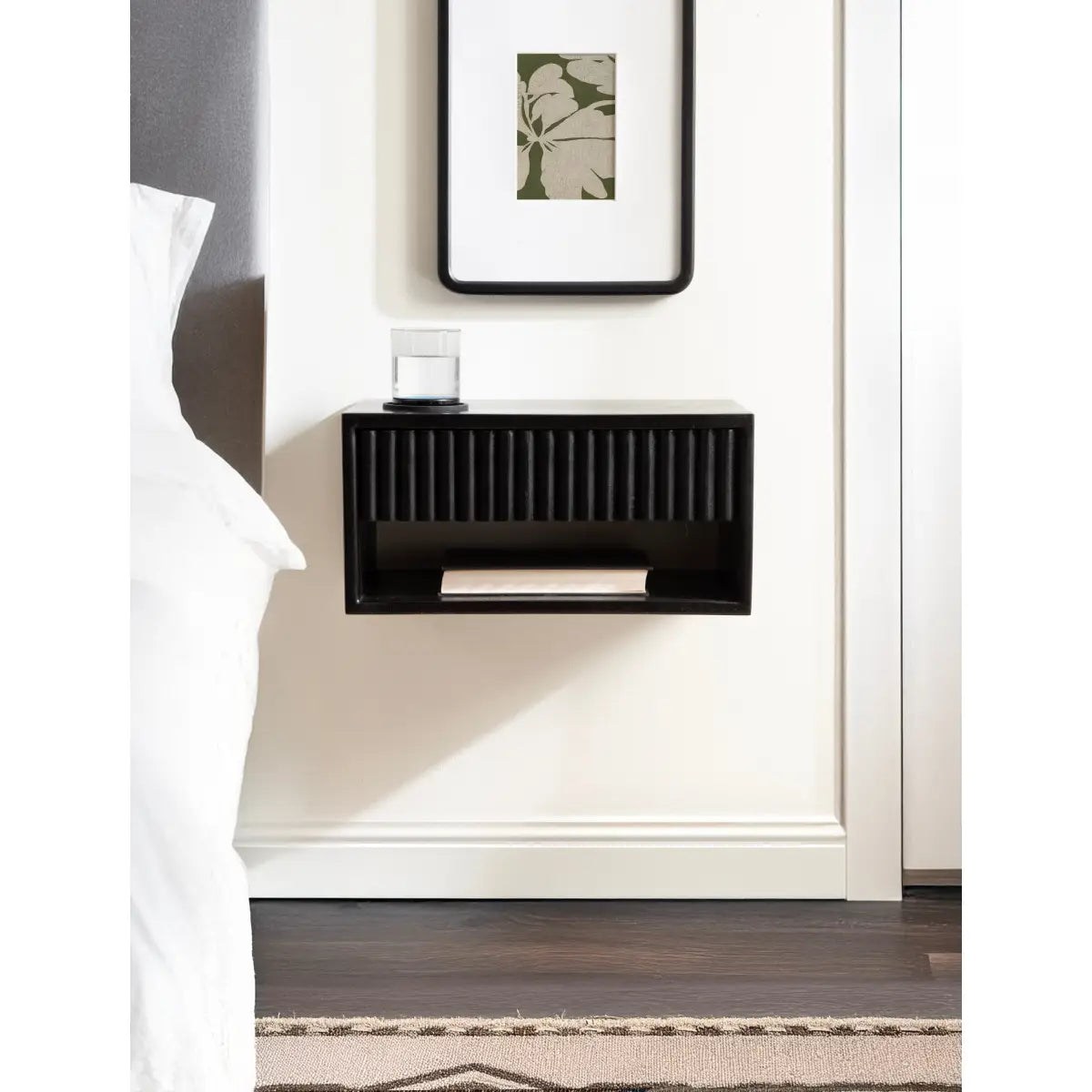 Reid Floating Wood Side Table with Drawer - Wall Mount - kateandlaurel