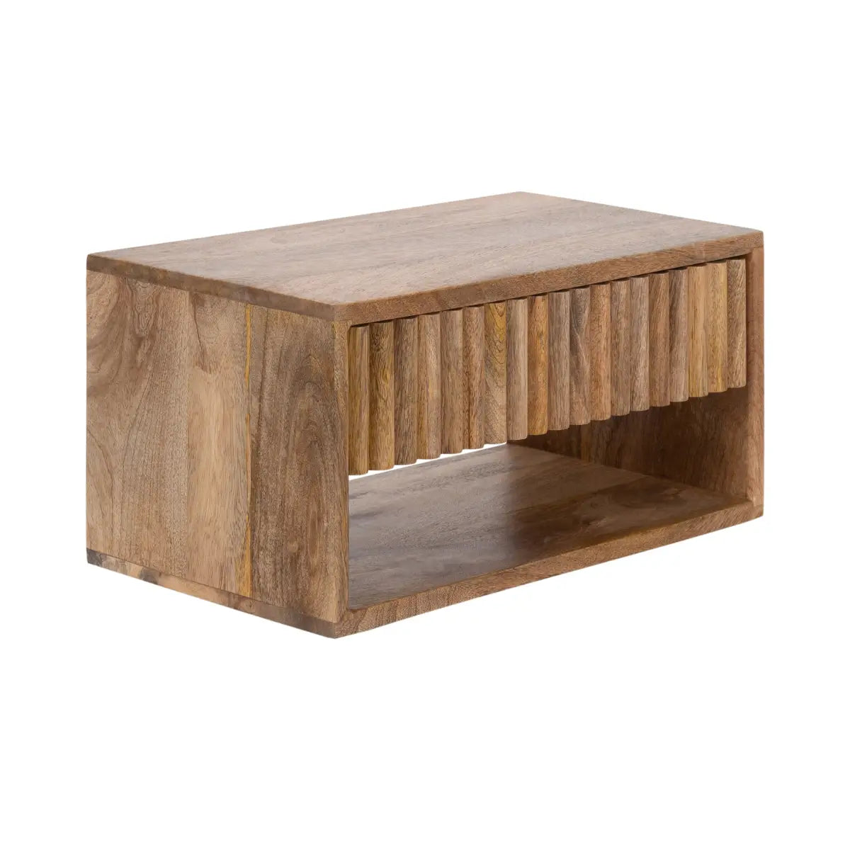 Reid Floating Wood Side Table with Drawer - Wall Mount - Natural - kateandlaurel