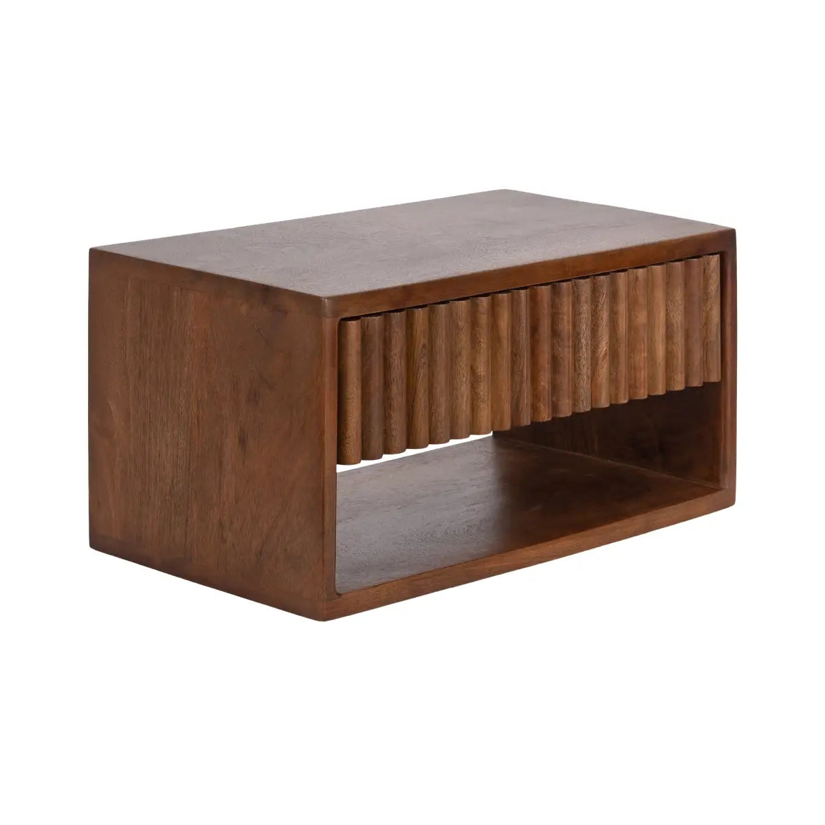 Reid Floating Wood Side Table with Drawer - Wall Mount - Walnut Brown - kateandlaurel