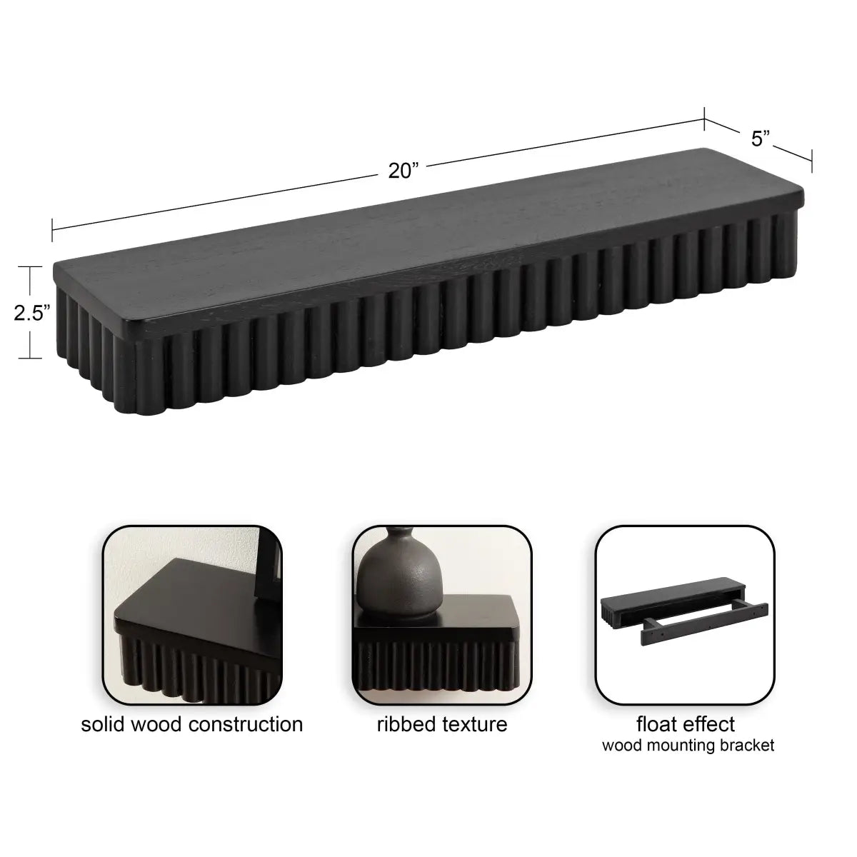 Reid Ribbed Floating Shelves - Set of 2 - kateandlaurel