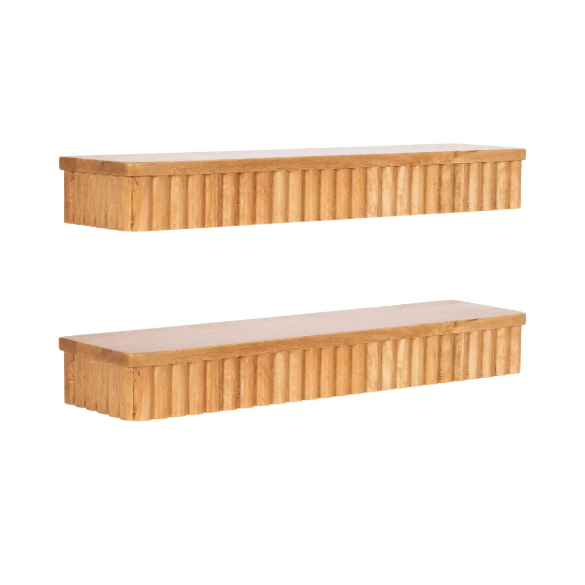 Reid Ribbed Floating Shelves - Set of 2 - Natural - kateandlaurel