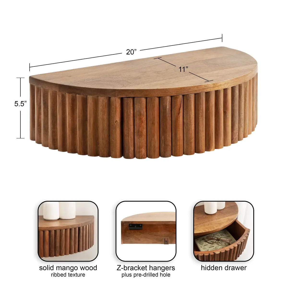 Reid Ribbed Floating Side Table - kateandlaurel