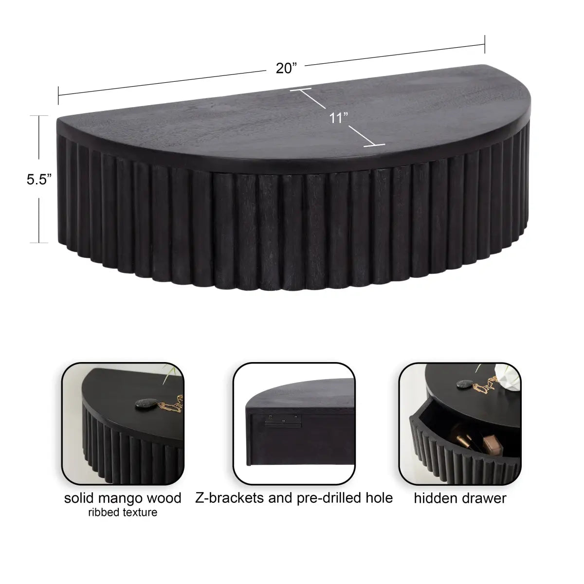 Reid Ribbed Floating Side Table - kateandlaurel