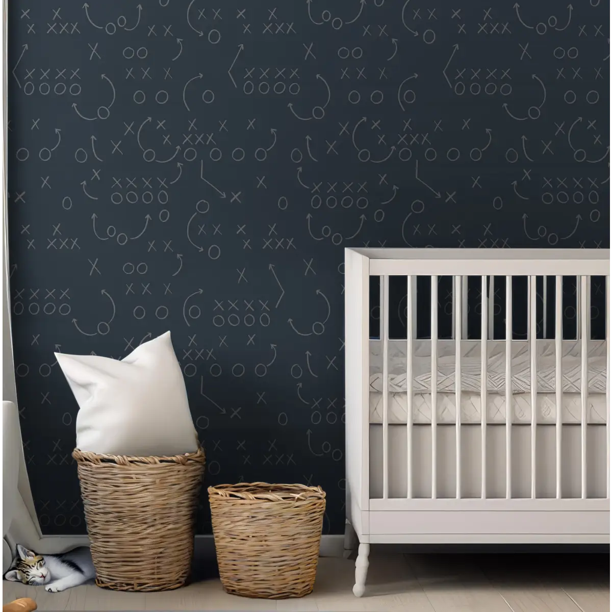 Reid Wallpaper - Football Plays Xs and Os - by Hailey Kiefer Designs - Loomwell Home Goods