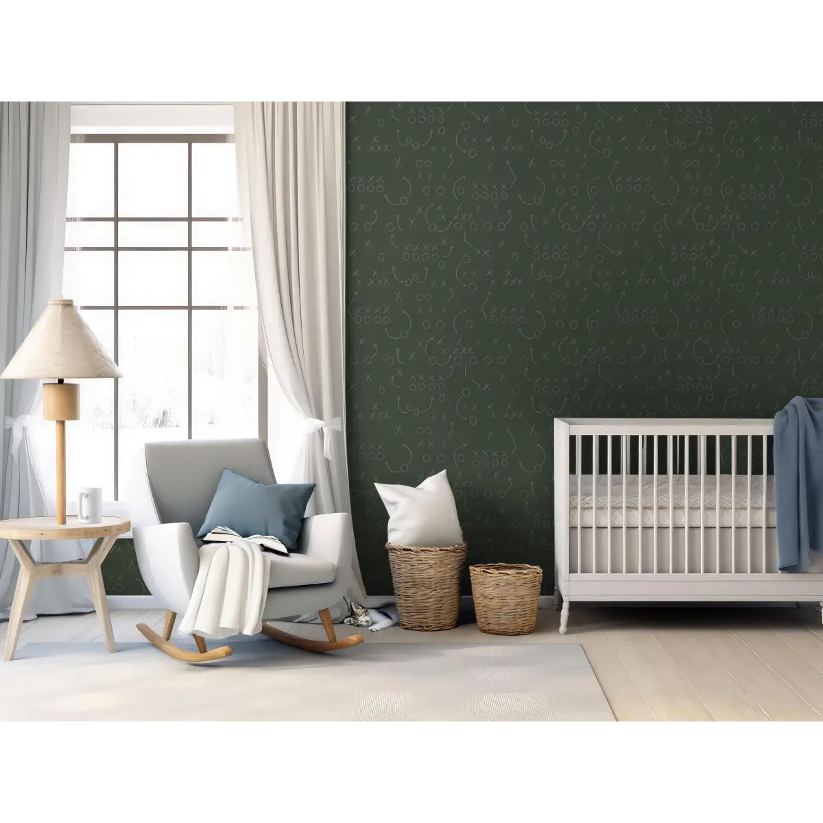 Reid Wallpaper - Football Plays Xs and Os - by Hailey Kiefer Designs - Loomwell Home Goods