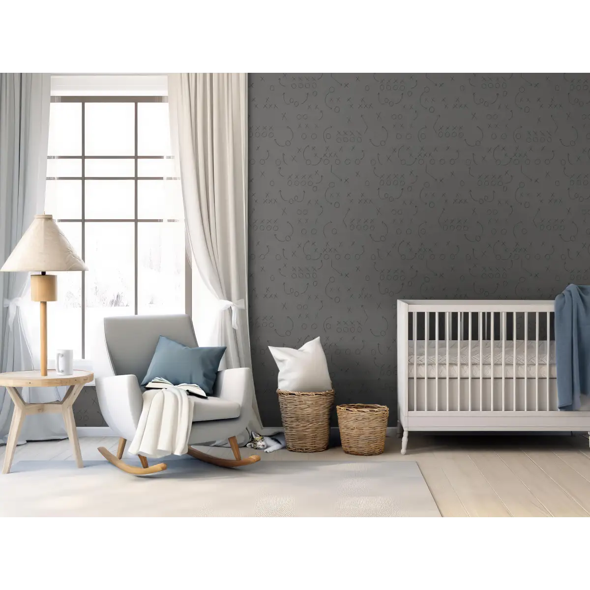 Reid Wallpaper - Football Plays Xs and Os - by Hailey Kiefer Designs - Loomwell Home Goods